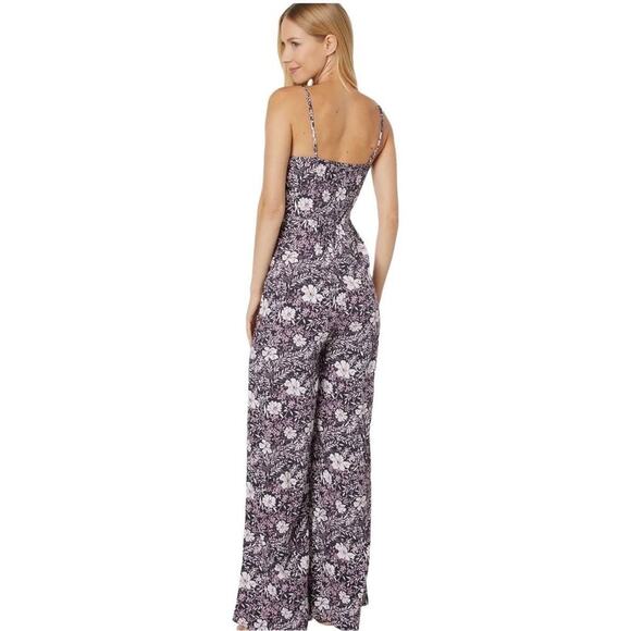 NWT bobi Los Angeles Printed Crepe Smocked Back Jumpsuit, Size Medium - Picture 2 of 8